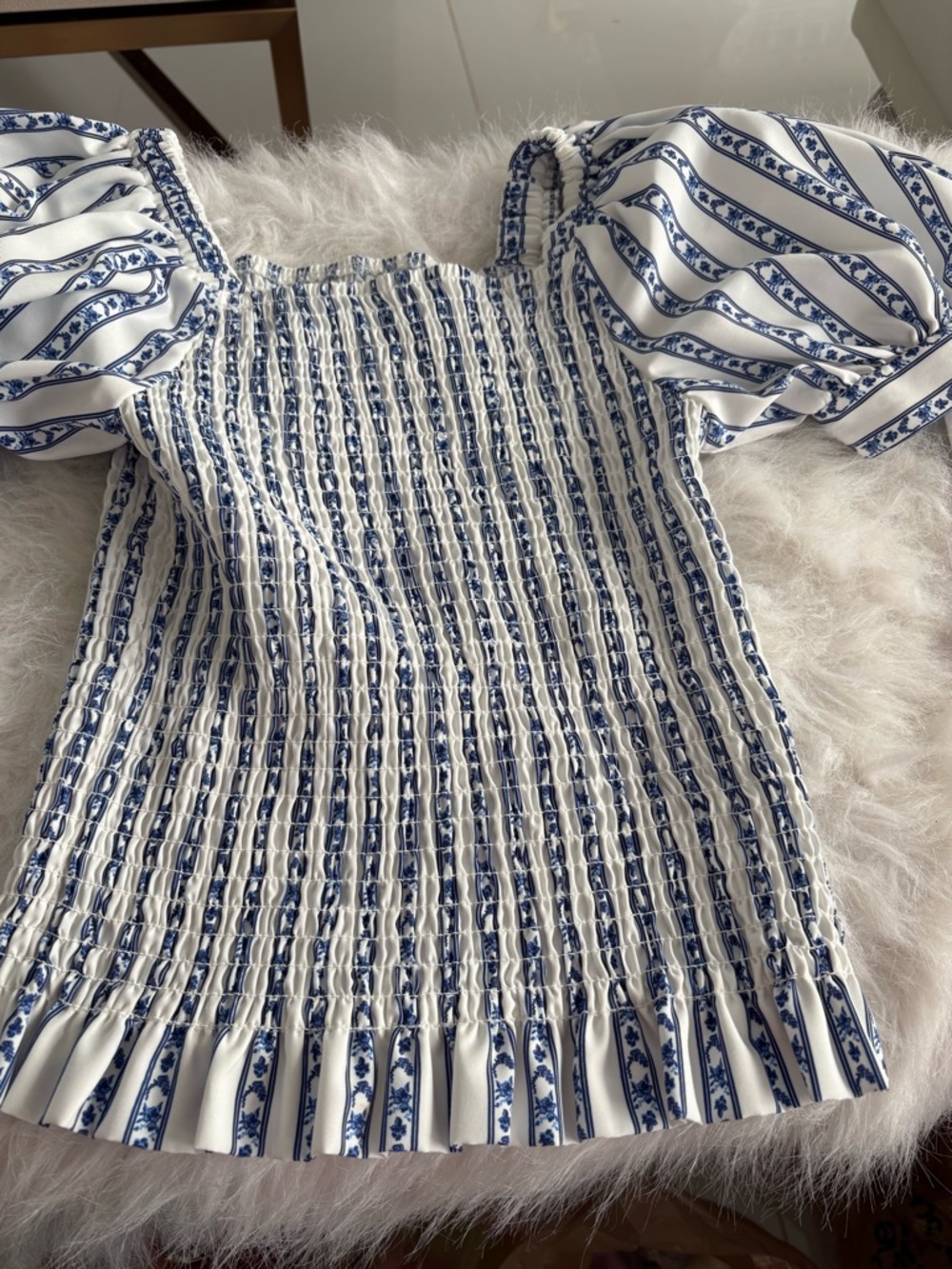 Habitual girls blue/white  top. With puffy sleeves 10